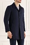 Lubiam Blue wool coat for men - 100% wool. Buttons. Two side pockets, two inside pockets. Lining: 100% silk. Country of manufacture: Italy. Care: specialized cleaning - photo 3