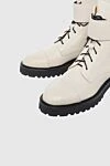 Doucal`s Women's white leather boots with chunky soles and buckles - buckles. genuine leather. Heel height: 2 centimeters. lacing. Country of manufacture: Italy. Care: specialized cleaning - photo 5