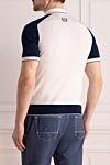 Поло з бавовни біле чоловіче Stefano Ricci - Поєднання двох кольорів, контрастні лії. 100% бавовна. Блискавка. Країна виробник: Італія. Догляд: спеціалізоване чищення - фото 4