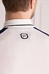 Поло з бавовни біле чоловіче Stefano Ricci - Поєднання двох кольорів, контрастні лії. 100% бавовна. Блискавка. Країна виробник: Італія. Догляд: спеціалізоване чищення - фото 6