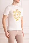 Stefano Ricci Футболка з бавовни та модала білого кольору із золотим геральдичним принтом - принт. 50% бавовна, 50% модал. Країна виробник: Італія. Догляд: спеціалізоване чищення - фото 3