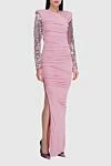 Pink viscose dress for women Tom Ford - hidden zipper. asymmetric stripes of fabric, sequins on the sleeves. 100% viscose. Country of manufacture: Italy. Care: specialized cleaning - photo 2