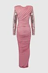 Pink viscose dress for women Tom Ford - hidden zipper. asymmetric stripes of fabric, sequins on the sleeves. 100% viscose. Country of manufacture: Italy. Care: specialized cleaning - photo 6