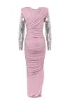 Pink viscose dress for women Tom Ford - hidden zipper. asymmetric stripes of fabric, sequins on the sleeves. 100% viscose. Country of manufacture: Italy. Care: specialized cleaning - photo 6