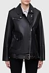 Max&Moi Black genuine leather jacket for women - oblique zipper. 100% genuine leather. Closure: zipper. two side pockets, one chest pocket. Country of manufacture: Italy. Care: specialized cleaning - photo 3