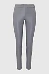 Max&Moi Women's leather pants in gray, tight-fitting - 100% leather. elastic belt. Country of manufacture: Italy. Care: specialized cleaning - photo 1