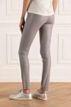 Women's leather pants in gray, tight-fitting Max&Moi - 100% leather. elastic belt. Country of manufacture: Italy. Care: specialized cleaning - photo 4