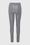 Women's leather pants in gray, tight-fitting Max&Moi - 100% leather. elastic belt. Country of manufacture: Italy. Care: specialized cleaning - photo 6