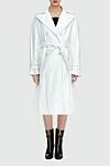 White leather raincoat for women DROMe - 100% genuine leather. buttons, belt. two side pockets. Country of manufacture: Italy. Care: specialized cleaning - photo 2