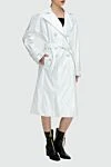 DROMe Women's white genuine leather raincoat - 100% genuine leather. buttons, belt. two side pockets. Country of manufacture: Italy. Care: specialized cleaning - photo 3