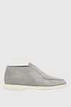 Cesare di Napoli Gray suede loafers for men - contrasting white sole. 100% suede. Insole: leather. Country of manufacture: Italy. Care: specialized cleaning - photo 1