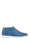 Cesare di Napoli Blue suede loafers for men - contrasting white sole. 100% suede. Insole: leather. Country of manufacture: Italy. Care: specialized cleaning - photo 1