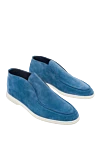 Cesare di Napoli Blue suede loafers for men - contrasting white sole. 100% suede. Insole: leather. Country of manufacture: Italy. Care: specialized cleaning - photo 3