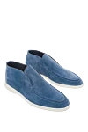 Cesare di Napoli Blue suede loafers for men - contrasting white sole. 100% suede. Insole: leather. Country of manufacture: Italy. Care: specialized cleaning - photo 3