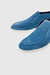 Cesare di Napoli Blue suede loafers for men - contrasting white sole. 100% suede. Insole: leather. Country of manufacture: Italy. Care: specialized cleaning - photo 5