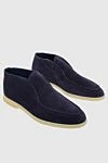 Cesare di Napoli Blue suede loafers for men - contrasting white sole. 100% suede. Insole: leather. Country of manufacture: Italy. Care: specialized cleaning - photo 3