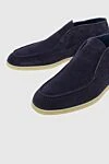 Cesare di Napoli Blue suede loafers for men - contrasting white sole. 100% suede. Insole: leather. Country of manufacture: Italy. Care: specialized cleaning - photo 5