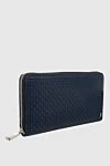 Men's clutch bag made of genuine leather blue Serapian - Geometric pattern. 100% genuine leather. Closure: Zipper. Two compartments. Country of manufacture: Italy. Care: specialized cleaning - photo 2