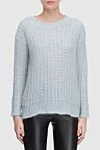 Gray jumper for women Panicale - textured knitwear. 40% wool, 38% viscose, 12% polyamide, 10% metallized thread. Country of manufacture: Italy. Care: specialized cleaning - photo 2