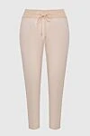 Panicale Women's short pants with ties in beige - contrasting belt. 96% wool, 4% elastane. elastic belt, drawstring. Country of manufacture: Italy. Care: specialized cleaning - photo 1