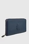 Billionaire Men's clutch bag made of genuine leather blue - Embossed brand logo. 100% leather. Closure: Zipper. 4 compartment. Country of manufacture: Italy. Care: specialized cleaning - photo 3