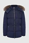 Corneliani Down jacket men's cashmere blue - fur hood. 100% cashmere, fur. Closure: Zipper. Two side pockets, two inside pockets. Country of manufacture: Italy. Care: specialized cleaning - photo 1