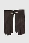 Corneliani Black leather gloves for men - logo. 100% genuine leather 100% natural fur. Country of manufacture: Italy. Care: specialized cleaning - photo 1