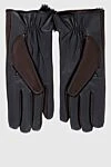 Corneliani Black leather gloves for men - logo. 100% genuine leather 100% natural fur. Country of manufacture: Italy. Care: specialized cleaning - photo 3