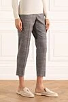 Peserico Women's gray checked woolen pants - checkered pattern. four pockets. 99% wool, 1% elastane. elastic belt. Country of manufacture: Italy. Care: specialized cleaning - photo 3