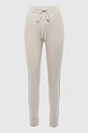 Peserico Women's white pants with gray side stripes - 70% wool, 20% silk, 10% cashmere. elastic belt with lacing. Country of manufacture: Italy. Care: specialized cleaning - photo 1