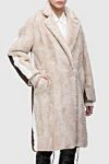 Lorena Antoniazzi Beige fur coat for women - 65% polyacrylic, 18% polyester, 15% cotton. Closure: buttons. two side pockets. Country of manufacture: Italy. Care: specialized cleaning - photo 3