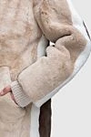 Lorena Antoniazzi Beige fur coat for women - 65% polyacrylic, 18% polyester, 15% cotton. Closure: buttons. two side pockets. Country of manufacture: Italy. Care: specialized cleaning - photo 5