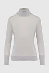 Lorena Antoniazzi White womens turtleneck with decorative elements - 59% silk, 36% wool, 4% viscose, 1% polyester. Country of manufacture: Italy. Care: specialized cleaning - photo 1