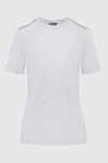Lorena Antoniazzi Snow-white women's T-shirt with a shiny chain on the shoulder seams (markdown) - lame stripes. 38% cotton, 34% wool, 22% silk, 6% elastane. Country of manufacture: Italy. Care: specialized cleaning - photo 1