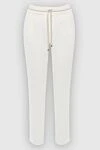 Lorena Antoniazzi Women's pants with ties beige - two pockets. cotton, elastane. drawstring. Country of manufacture: Italy. Care: specialized cleaning - photo 1