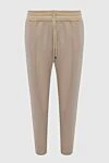 Lorena Antoniazzi Women's wool pants beige - two pockets. wool. drawstring. Country of manufacture: Italy. Care: specialized cleaning - photo 1