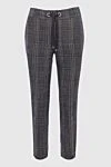 Lorena Antoniazzi Women's checkered print pants with drawstring gray - two pockets. 96% wool, 4% elastane. drawstring. Country of manufacture: Italy. Care: specialized cleaning - photo 1