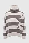 Lorena Antoniazzi Gray jumper for women - striped pattern. 80% wool, 10% silk, 10% cashmere. Country of manufacture: Italy. Care: specialized cleaning - photo 7