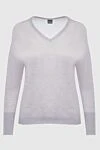 Lorena Antoniazzi Cashmere jumper gray for women - V-neck. 100% cashmere. Country of manufacture: Italy. Care: specialized cleaning - photo 1