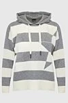 Lorena Antoniazzi Hoodie gray women's - stripe pattern. hood, drawstring closure. 80% cotton, 10% silk, 10% cashmere. Country of manufacture: Italy. Care: specialized cleaning - photo 1