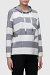 Lorena Antoniazzi Hoodie gray women's - stripe pattern. hood, drawstring closure. 80% cotton, 10% silk, 10% cashmere. Country of manufacture: Italy. Care: specialized cleaning - photo 3