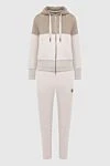 Lorena Antoniazzi Walking suit for women beige - contrasting inserts. 88% cotton, 7% cashmere, 5% elastane. Closure: drawstring, zipper. two side pockets. Hood: yes. Country of manufacture: Italy. Care: specialized cleaning - photo 1