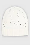 Lorena Antoniazzi White beanie hat for women with sequins - sequins. 76% wool, 14% polyester, 5% cashmere, 5% silk. Country of manufacture: Italy. Care: specialized cleaning - photo 1