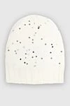 Lorena Antoniazzi White beanie hat for women with sequins - sequins. 76% wool, 14% polyester, 5% cashmere, 5% silk. Country of manufacture: Italy. Care: specialized cleaning - photo 3