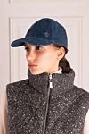 Blue corduroy cap for women with crystals in the shape of a star Lorena Antoniazzi - star. strap. 98% cotton, 2% elastane. Country of manufacture: Italy. Care: specialized cleaning - photo 2