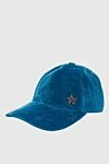 Lorena Antoniazzi Blue corduroy cap for women with crystals in the shape of a star - star. strap. 98% cotton, 2% elastane. Country of manufacture: Italy. Care: specialized cleaning - photo 3