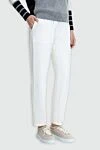 Lorena Antoniazzi Women's pants with drawstring white - two side pockets. wool, polyamide, elastane. drawstring. Country of manufacture: Italy. Care: specialized cleaning - photo 3