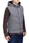 Panicale Gray wool and elastane vest for men - Hood. 96% wool, 4% elastane. Buttons. Two side pockets. Insulation: Down. Country of manufacture: Italy. Care: specialized cleaning - photo 3