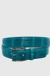 Tardini Crocodile leather belt blue for men - Textured leather. 100% crocodile leather. Size: Width 4cm. Buckle. Country of manufacture: Italy. Care: specialized cleaning - photo 1