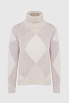 Peserico Pink jumper for women - a pattern of rhombuses. 68% wool, 22% polyamide, 10% cashmere. Country of manufacture: Italy. Care: specialized cleaning - photo 1